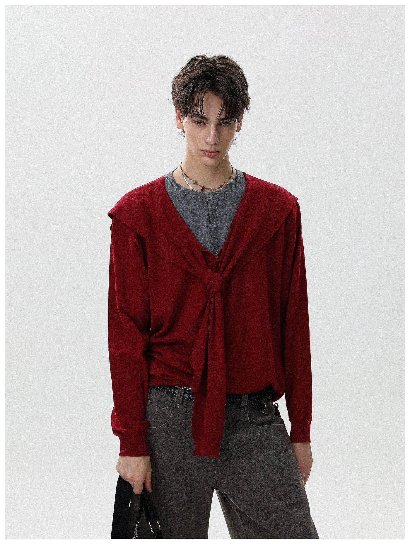 Multi-Layered Knitted L/S T-Shirt Korean Street Fashion T-Shirt By Mr Nearly Shop Online at OH Vault