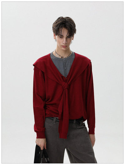 Multi-Layered Knitted L/S T-Shirt Korean Street Fashion T-Shirt By Mr Nearly Shop Online at OH Vault