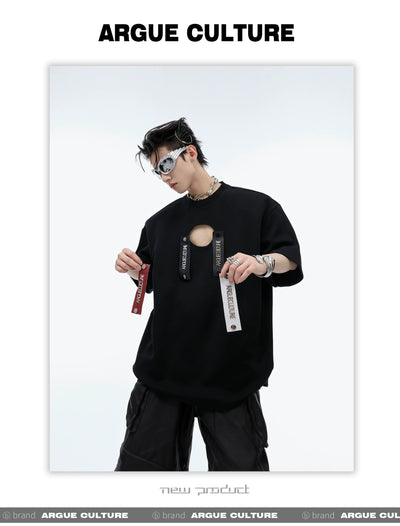 Removable Leather Hollowed T-Shirt Korean Street Fashion T-Shirt By Argue Culture Shop Online at OH Vault
