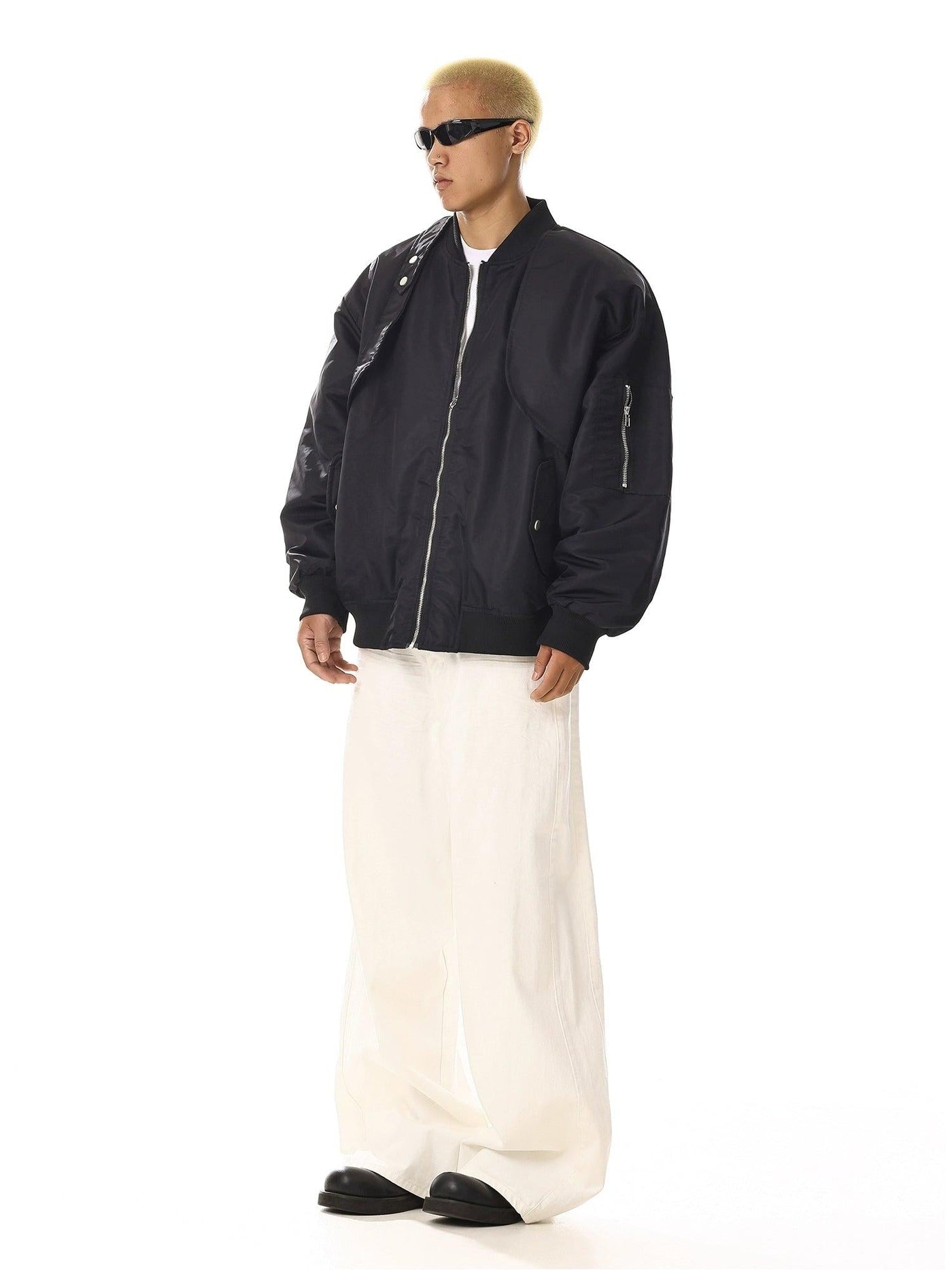 Asymmetric Structured Bomber Jacket Korean Street Fashion Jacket By MEBXX Shop Online at OH Vault