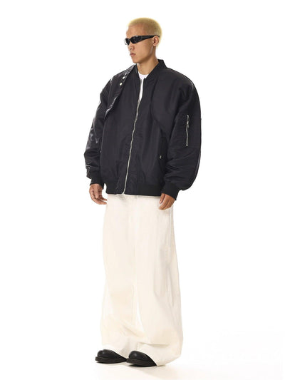 Asymmetric Structured Bomber Jacket Korean Street Fashion Jacket By MEBXX Shop Online at OH Vault