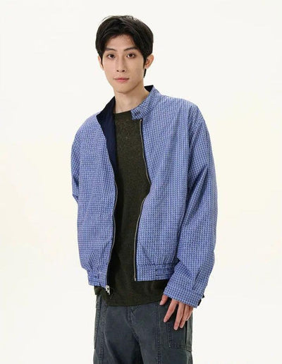 Plain & Plaid Reversible Jacket Korean Street Fashion Jacket By 77Flight Shop Online at OH Vault