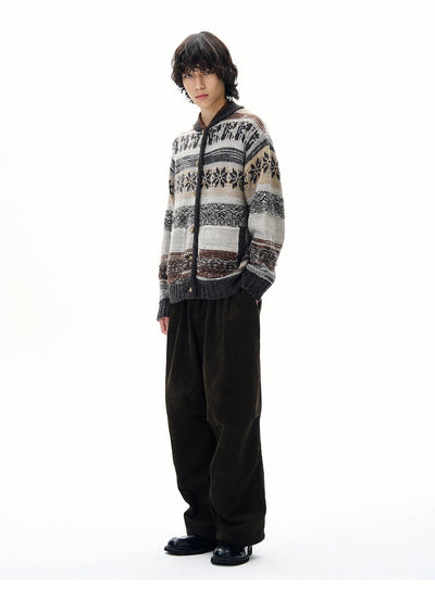 Fair Isle Striped Buttoned Sweater Korean Street Fashion Sweater By 77Flight Shop Online at OH Vault