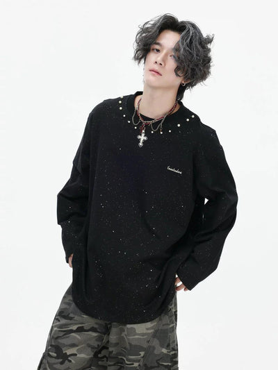 Pearl & Cross Long Sleeve T-Shirt Korean Street Fashion T-Shirt By INS Korea Shop Online at OH Vault