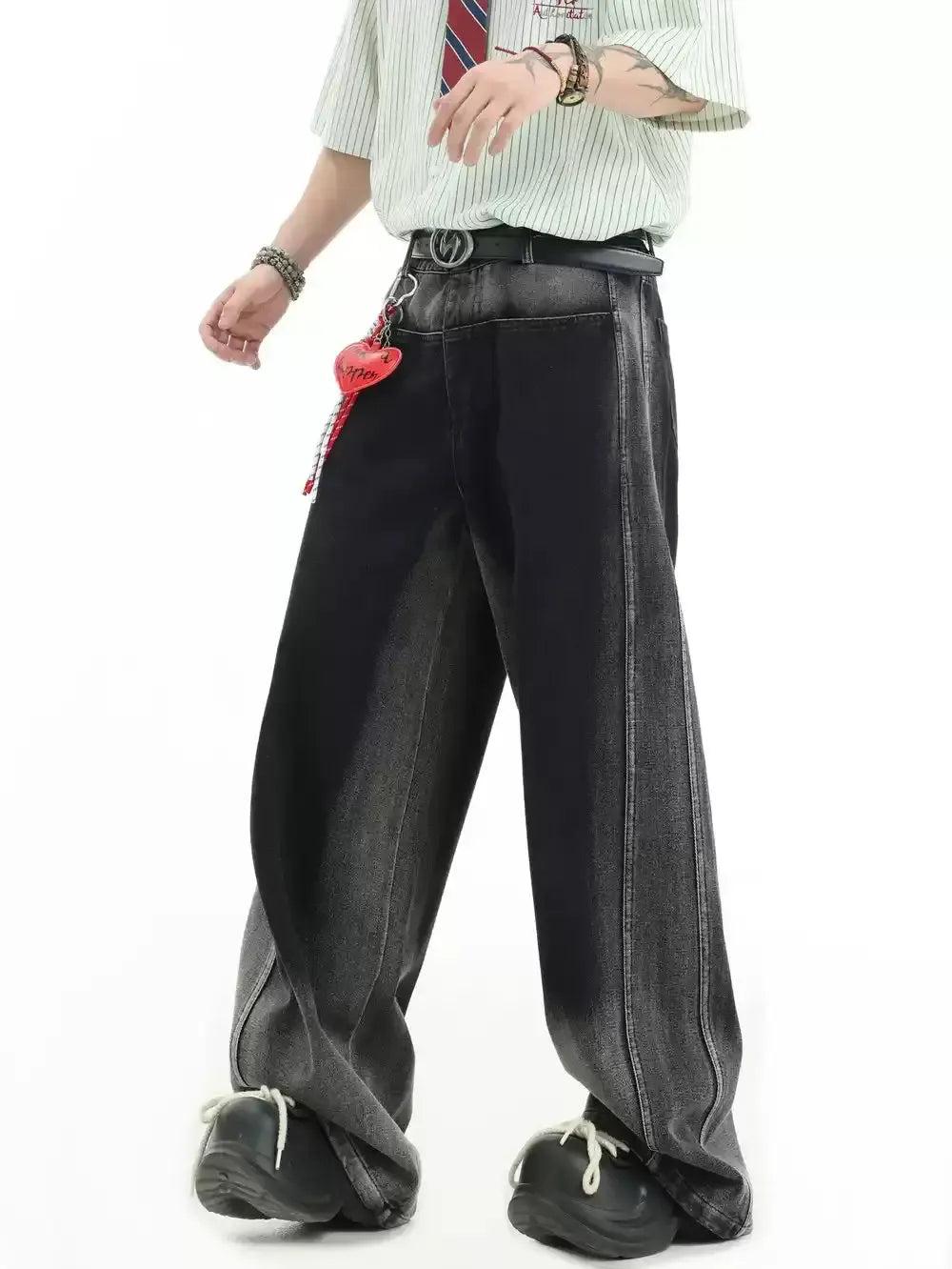 Spliced Irregular Faded Jeans Korean Street Fashion Jeans By INS Korea Shop Online at OH Vault