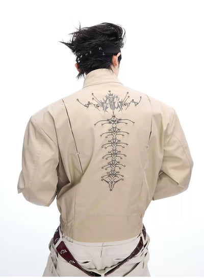 Buttoned Neck Strap Ruched Hem Jacket Korean Street Fashion Jacket By Argue Culture Shop Online at OH Vault