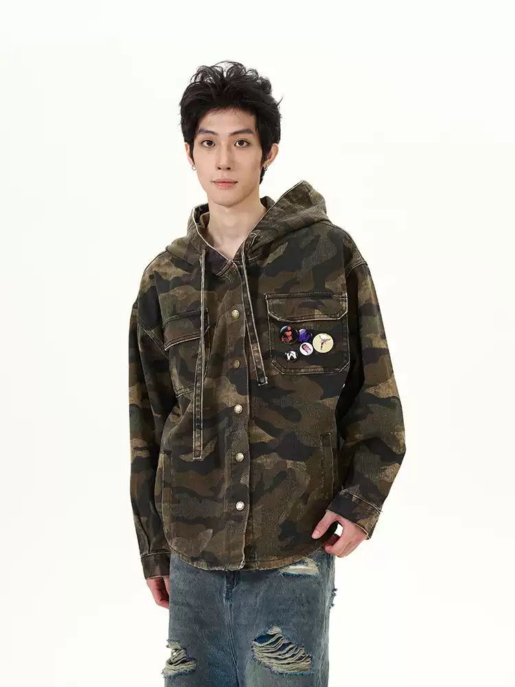 Strap Camouflage Hooded Jacket Korean Street Fashion Jacket By 77Flight Shop Online at OH Vault