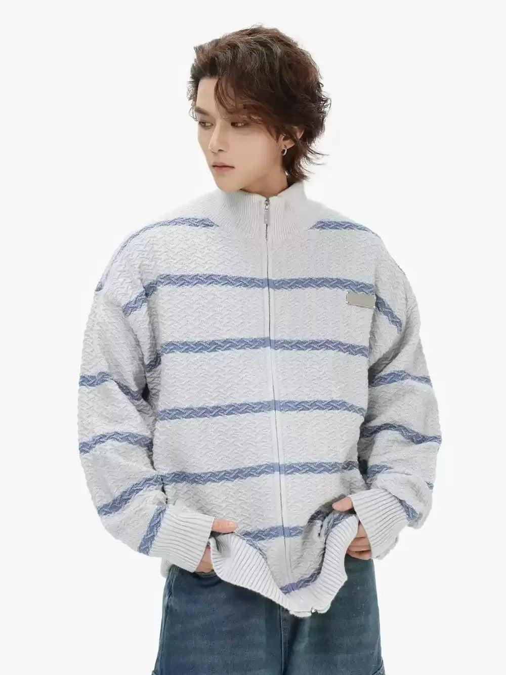Contrast Stripes Patterned Sweater Korean Street Fashion Sweater By INS Korea Shop Online at OH Vault