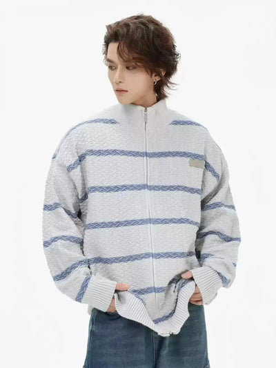 Contrast Stripes Patterned Sweater Korean Street Fashion Sweater By INS Korea Shop Online at OH Vault