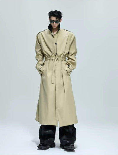 Cinched Waist Versatile Long Coat Korean Street Fashion Long Coat By Argue Culture Shop Online at OH Vault