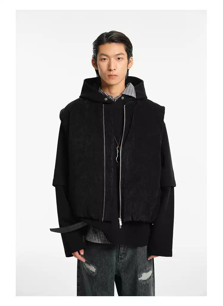 Velvet Textured Down Vest Korean Street Fashion Vest By NANS Shop Online at OH Vault