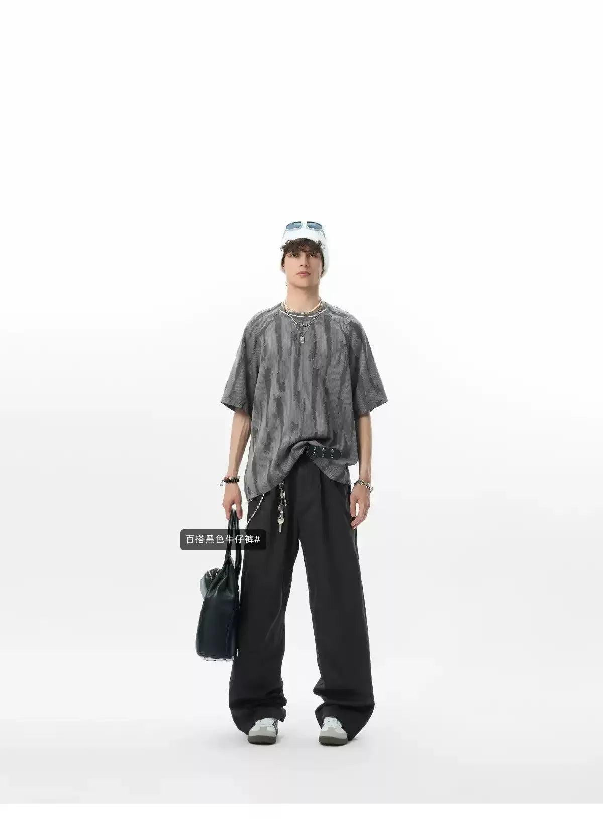 Faded Lines Loose T-Shirt Korean Street Fashion T-Shirt By JHYQ Shop Online at OH Vault
