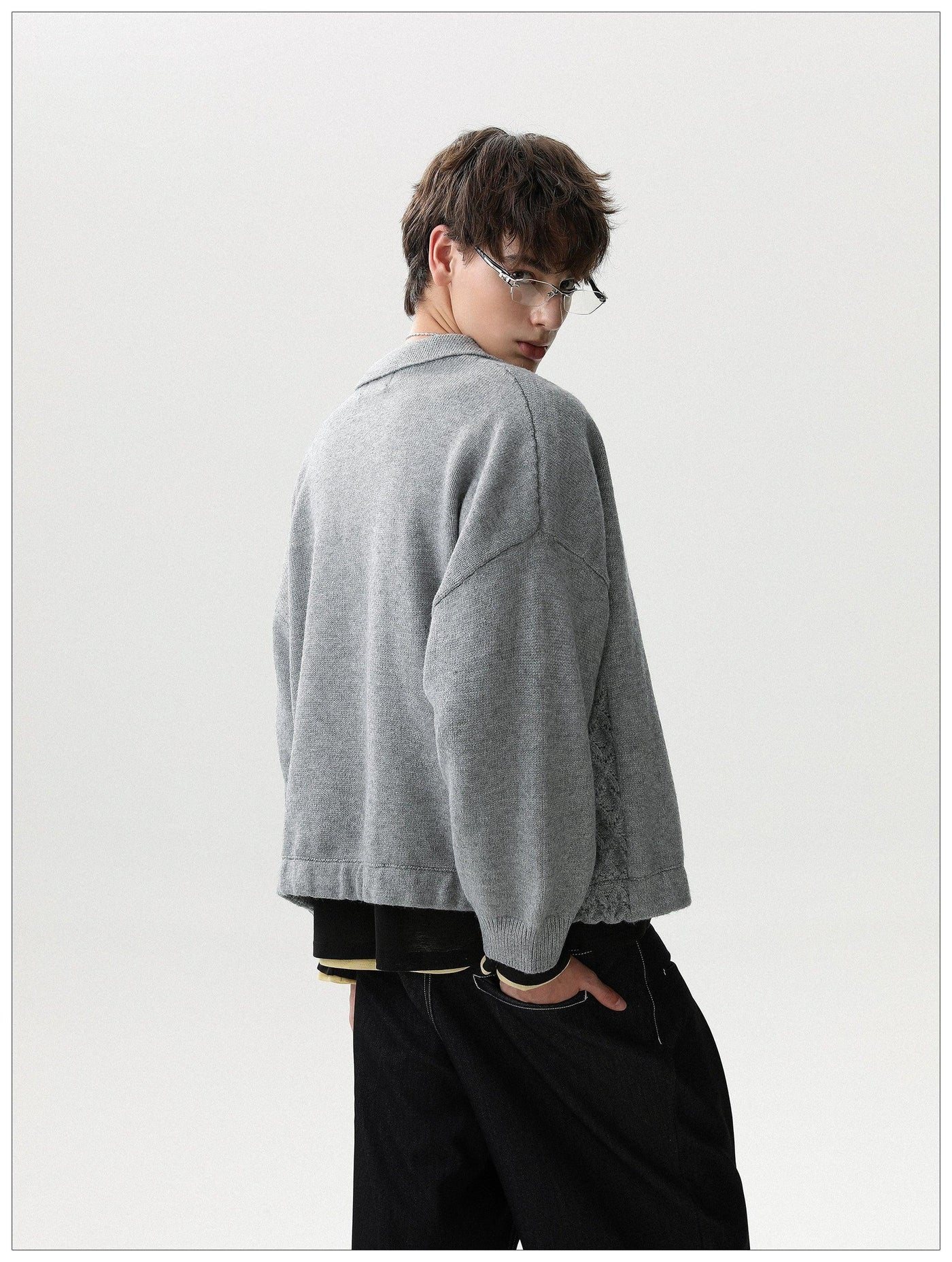 Patterned Splice Knit Jacket Korean Street Fashion Jacket By Mr Nearly Shop Online at OH Vault