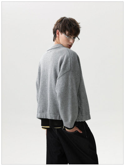 Patterned Splice Knit Jacket Korean Street Fashion Jacket By Mr Nearly Shop Online at OH Vault