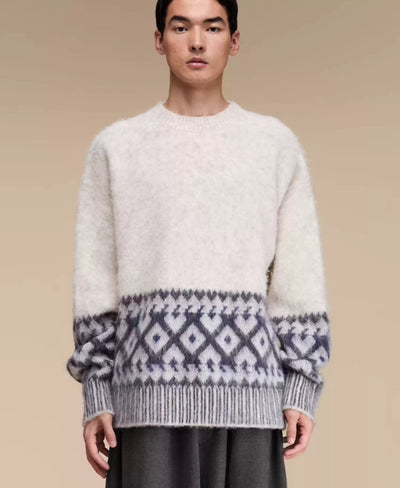 Tribal Pattern Mohair Sweater Korean Street Fashion Sweater By Opicloth Shop Online at OH Vault