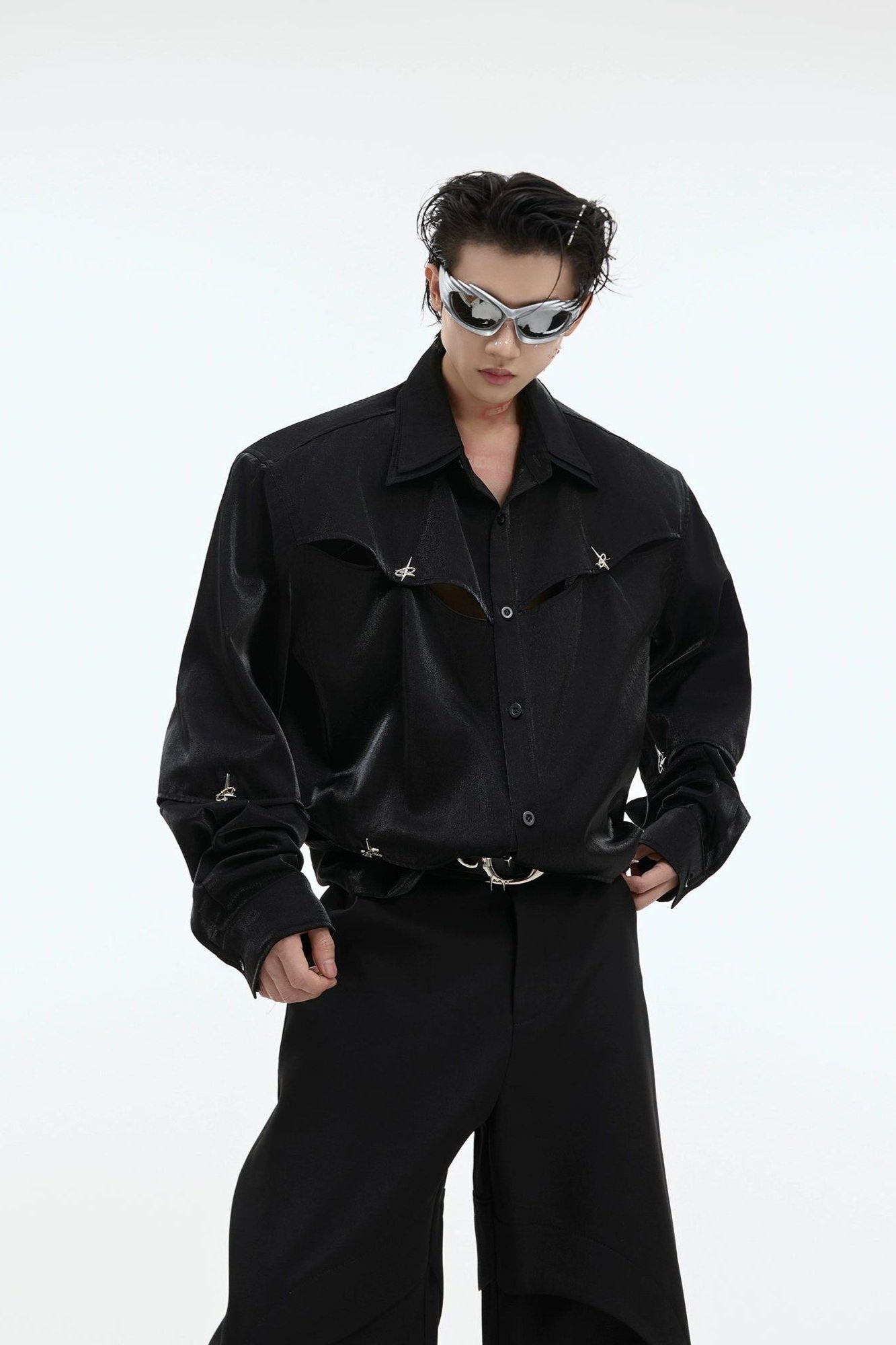 Spliced Cuts Buttoned Shirt Korean Street Fashion Shirt By Argue Culture Shop Online at OH Vault