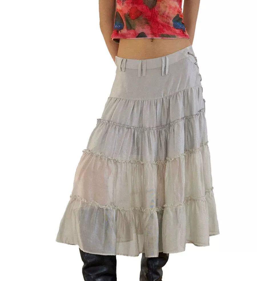 Spliced Cake Style Long Skirt Korean Street Fashion Skirt By NeverSeez Shop Online at OH Vault