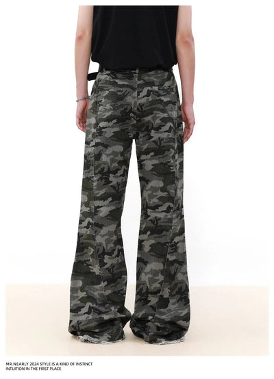 Flared Camo Print Pants Korean Street Fashion Pants By Mr Nearly Shop Online at OH Vault