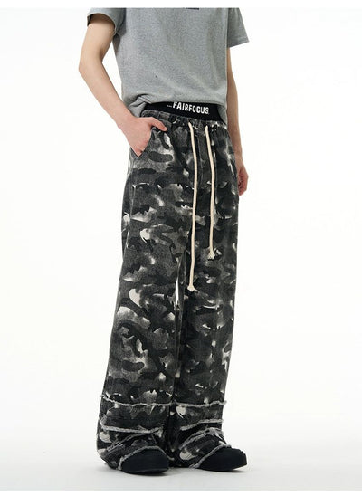 Camouflage Frayed Drawstring Pants Korean Street Fashion Pants By 77Flight Shop Online at OH Vault