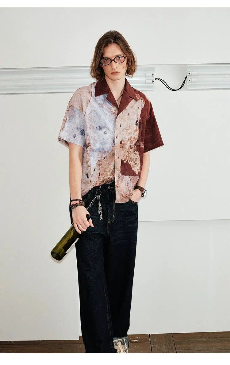 Floral Wallpaper Corduroy Shirt Korean Street Fashion Shirt By Kreate Shop Online at OH Vault