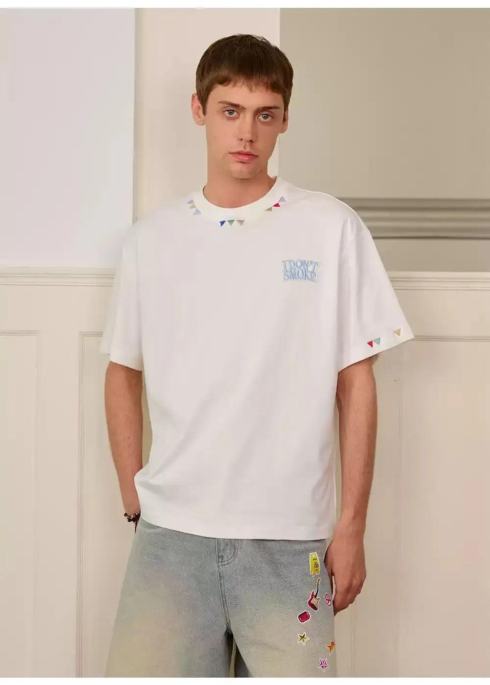 Logo Embroidery Clean Fit T-Shirt Korean Street Fashion T-Shirt By Donsmoke Shop Online at OH Vault