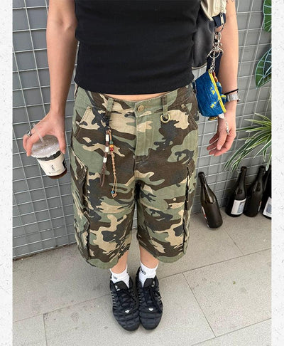 Camouflage Pattern Cargo Shorts Korean Street Fashion Shorts By Made Extreme Shop Online at OH Vault