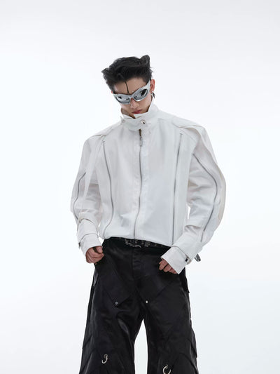 Structured Long Zip Lines Shirt Korean Street Fashion Shirt By Argue Culture Shop Online at OH Vault