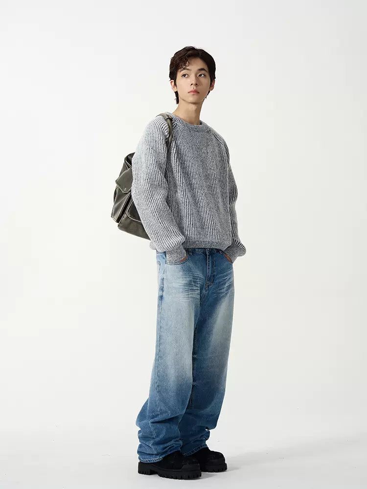 Washed Loose Leg Fit Jeans Korean Street Fashion Jeans By 77Flight Shop Online at OH Vault