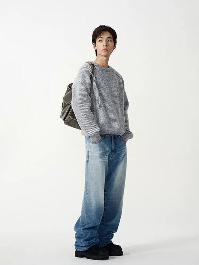 Washed Loose Leg Fit Jeans Korean Street Fashion Jeans By 77Flight Shop Online at OH Vault