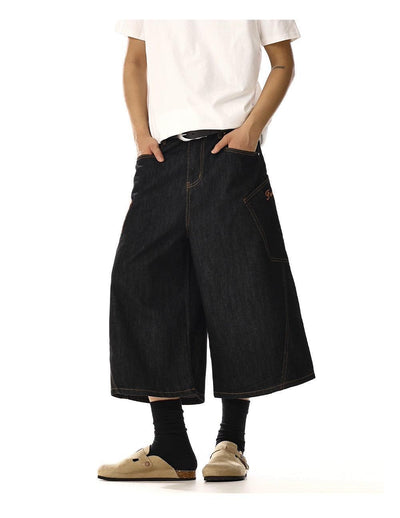 Plaid Spliced Denim Shorts Korean Street Fashion Shorts By MEBXX Shop Online at OH Vault