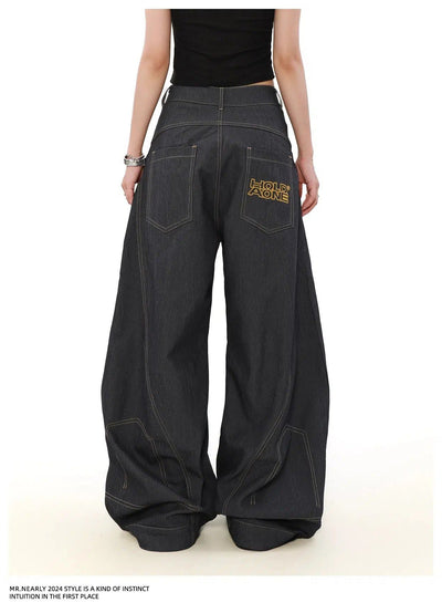 Wide Curved Inverted Jeans Korean Street Fashion Jeans By Mr Nearly Shop Online at OH Vault