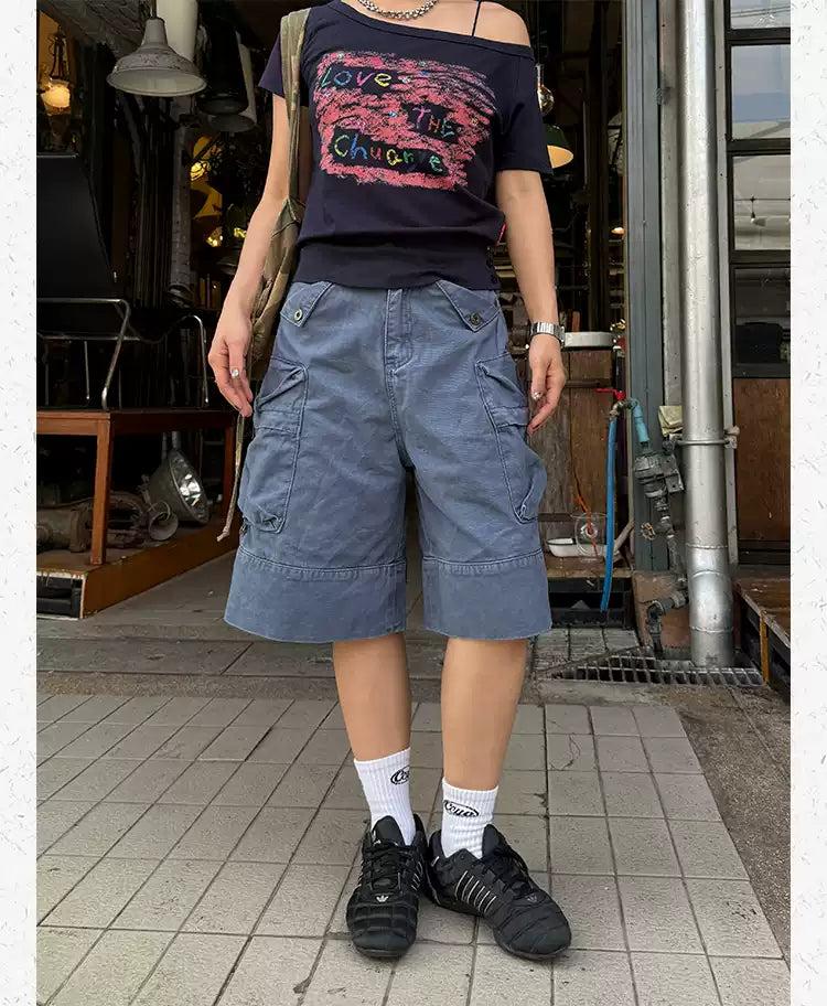 Clean Fit Washed Cargo Shorts Korean Street Fashion Shorts By Made Extreme Shop Online at OH Vault