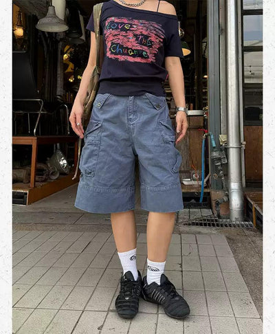 Clean Fit Washed Cargo Shorts Korean Street Fashion Shorts By Made Extreme Shop Online at OH Vault