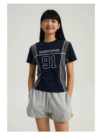 Jersey Style Cropped T-Shirt Korean Street Fashion T-Shirt By WASSUP Shop Online at OH Vault