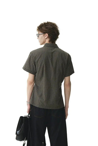 Plaid Pleats Slim Fit Shirt Korean Street Fashion Shirt By Cro World Shop Online at OH Vault