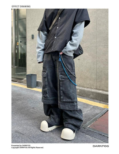 Washed Baggy Fit Cargo Pants Korean Street Fashion Pants By Dark Fog Shop Online at OH Vault