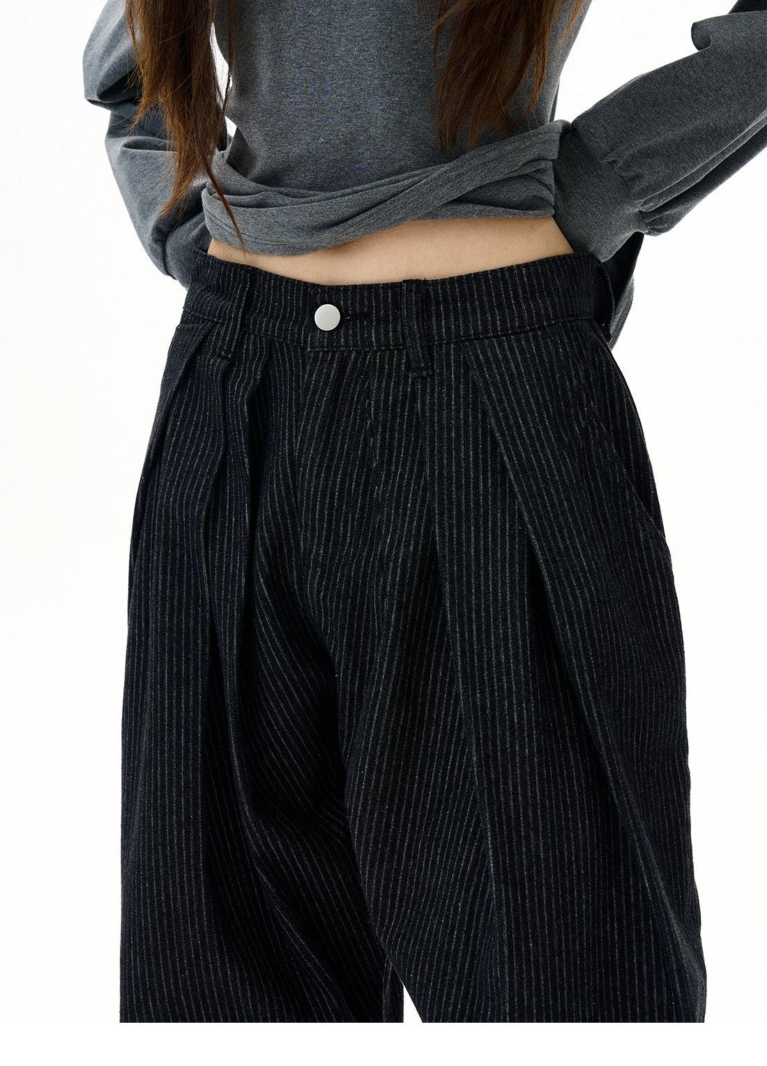 Chic Striped Pleated Pants Korean Street Fashion Pants By 77Flight Shop Online at OH Vault