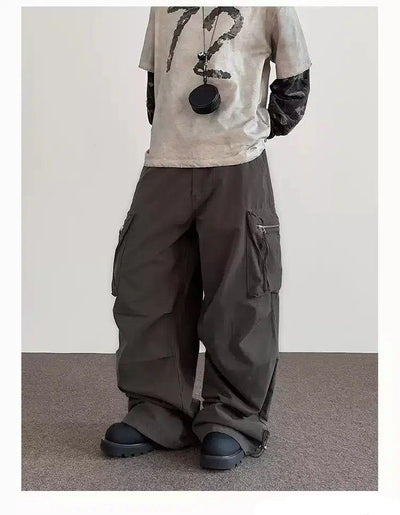 Big Pocket Wide Pleats Cargo Pants Korean Street Fashion Pants By A PUEE Shop Online at OH Vault