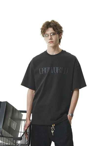 Basic Logo Print Roundneck T-Shirt Korean Street Fashion T-Shirt By Cro World Shop Online at OH Vault