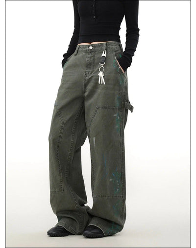 Paint Smudge Double-Knee Jeans Korean Street Fashion Jeans By Mr Nearly Shop Online at OH Vault