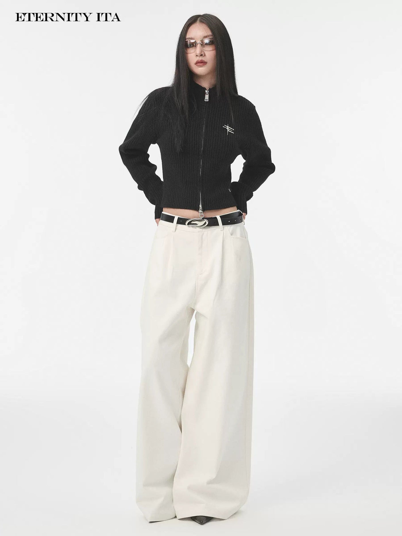 Two-Zip Cropped Zipped Sweater Korean Street Fashion Sweater By ETERNITY ITA Shop Online at OH Vault