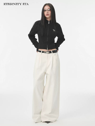 Two-Zip Cropped Zipped Sweater Korean Street Fashion Sweater By ETERNITY ITA Shop Online at OH Vault