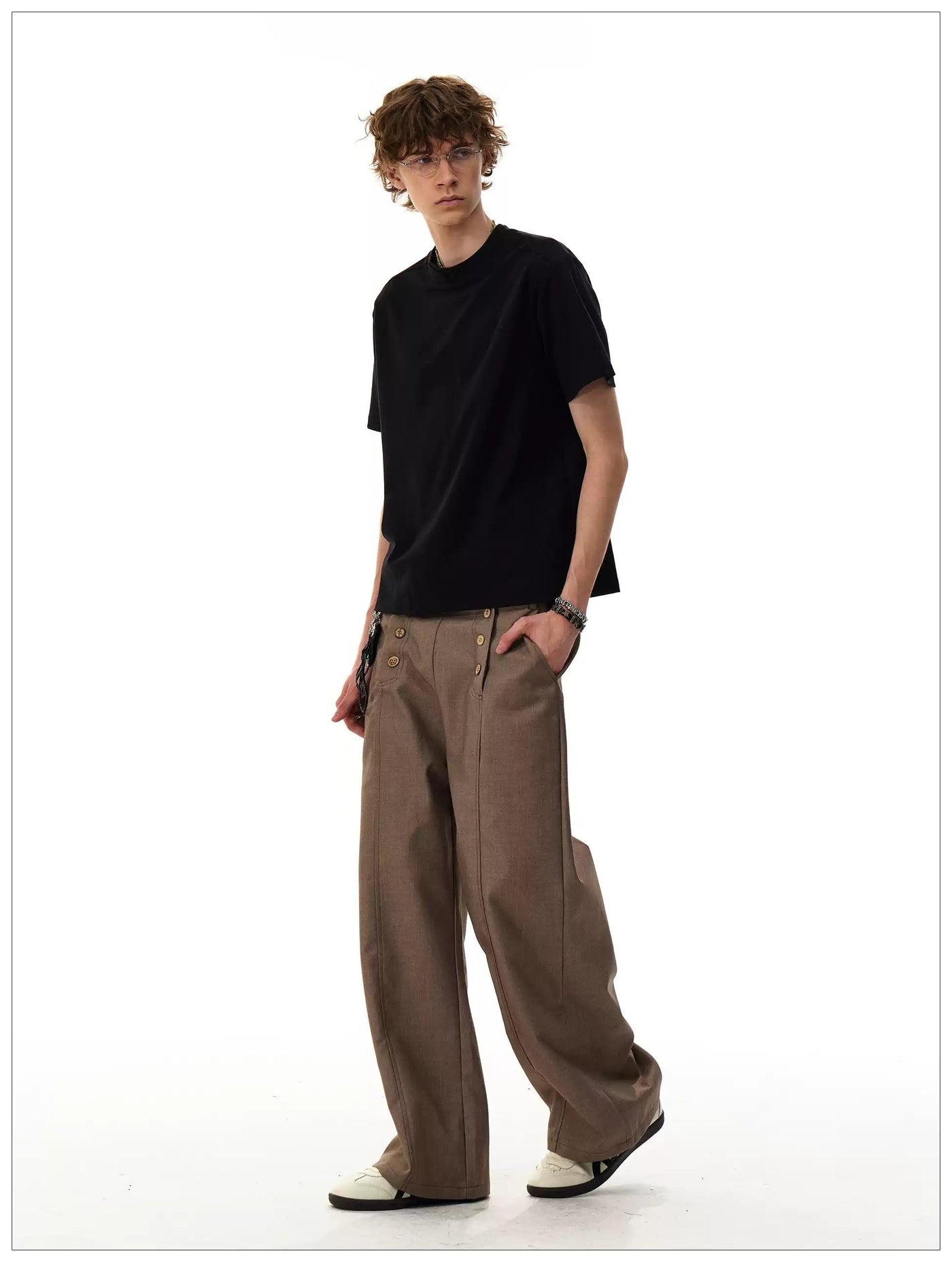 Multi-Buttons Classic Pants Korean Street Fashion Pants By Mr Nearly Shop Online at OH Vault