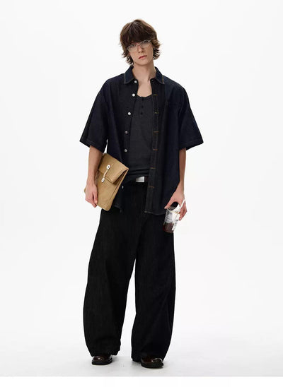 Clean Fit Denim Shirt Korean Street Fashion Shirt By 77Flight Shop Online at OH Vault