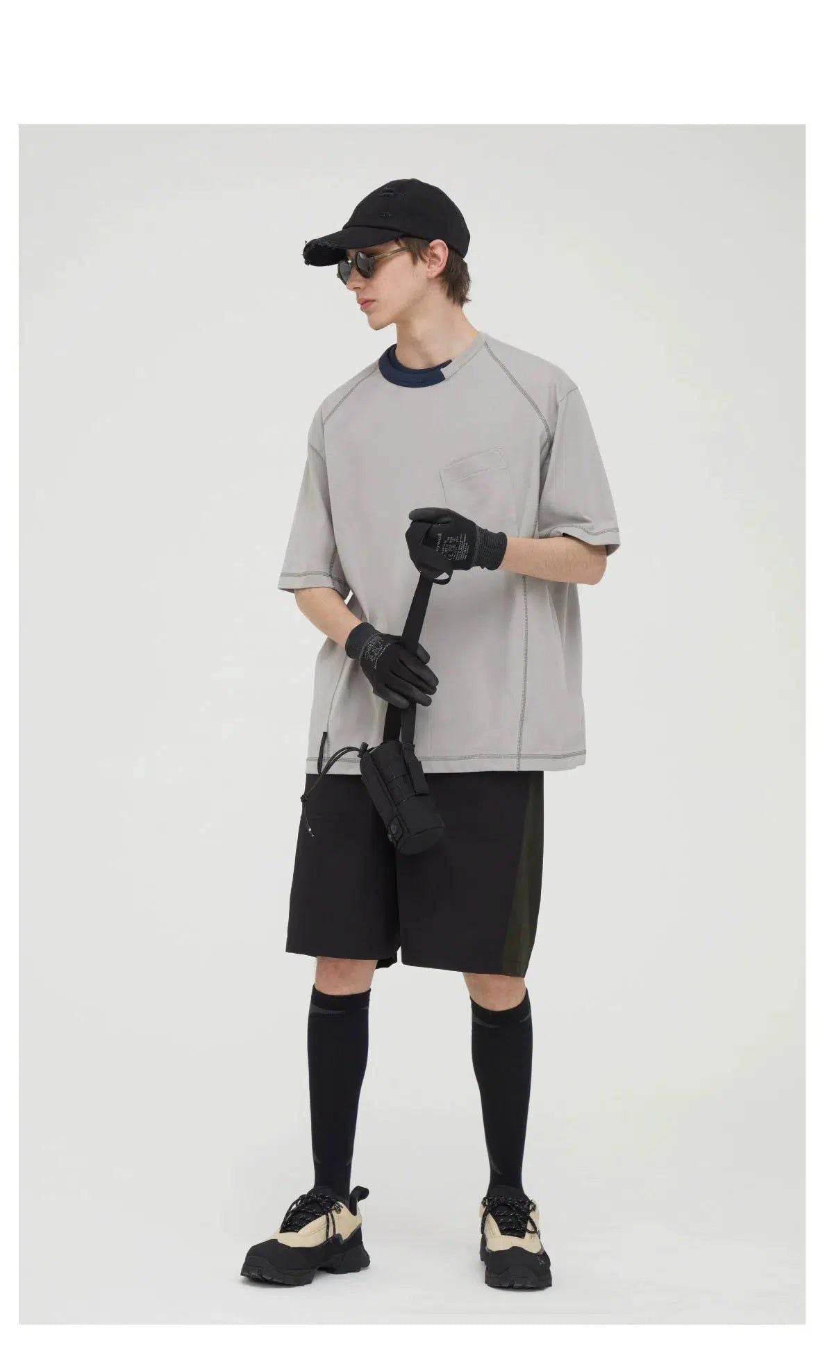 Slant Pocket Casual T-Shirt Korean Street Fashion T-Shirt By Decesolo Shop Online at OH Vault