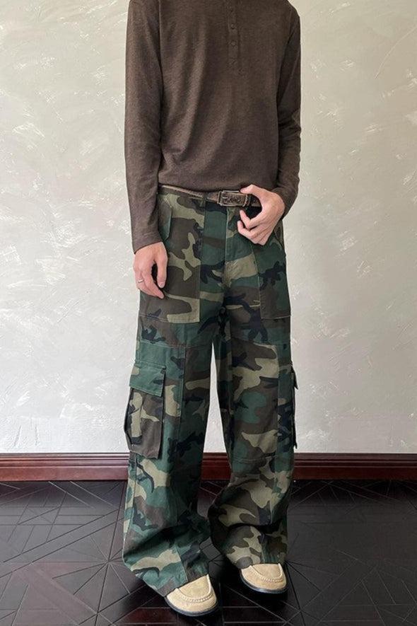 Side Flap Pockets Camouflage Cargo Pants Korean Street Fashion Pants By A PUEE Shop Online at OH Vault