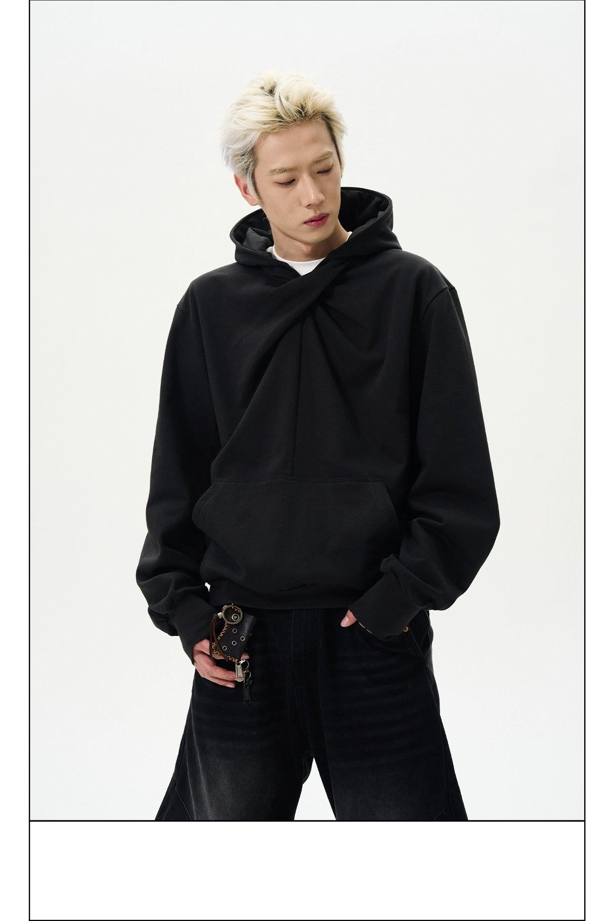 Cross-Cut Structured Hoodie Korean Street Fashion Hoodie By A PUEE Shop Online at OH Vault