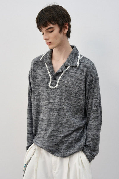 Contrast Outlined Textured Sweater Korean Street Fashion Sweater By MaxDstr Shop Online at OH Vault