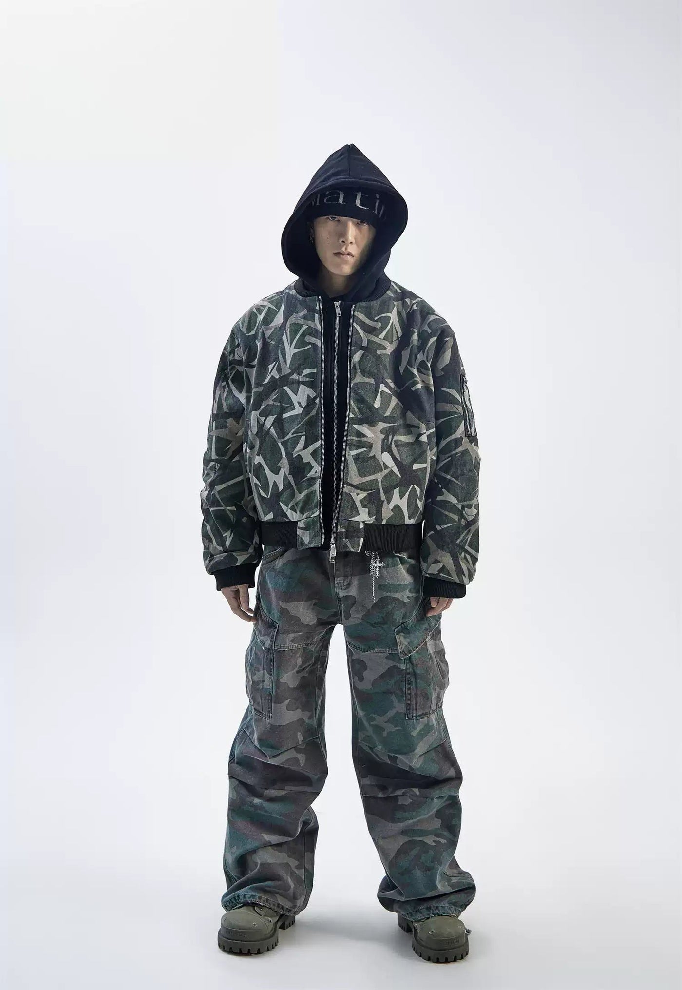 Layered Camouflage Hooded Jacket Korean Street Fashion Jacket By Ash Dark Shop Online at OH Vault