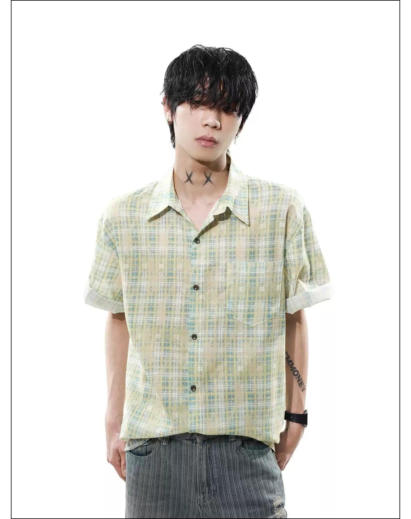 Essential Plaid Button-Up Shirt Korean Street Fashion Shirt By Mr Nearly Shop Online at OH Vault